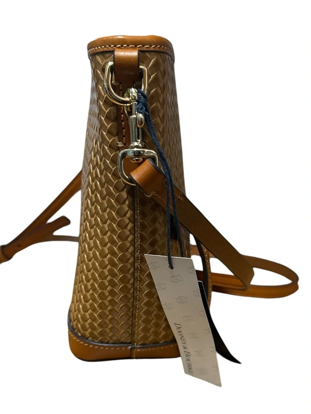 Dooney & Bourke Cognac Brown Woven Leather Crossbody - Picture 6 of 9